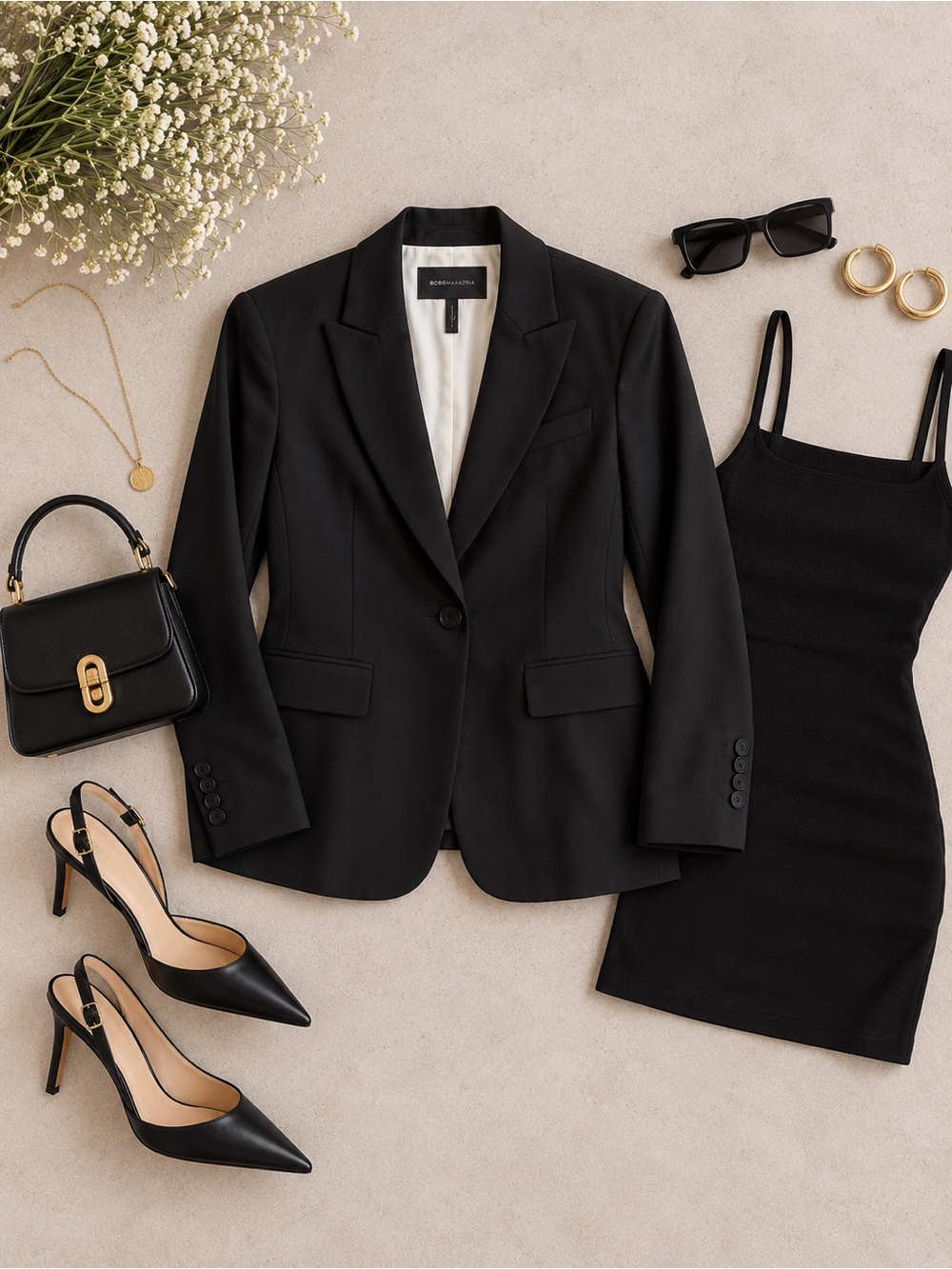 BCBGMAXAZRIA Martine Black Tailored Peak Lapel Blazer Jacket M NWT